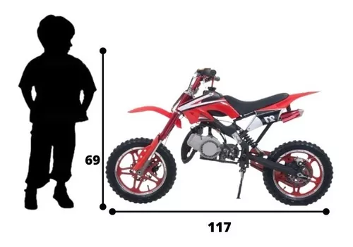 Motocicleta infantil mini moto cross bull motors vermelha bk db08 49cc