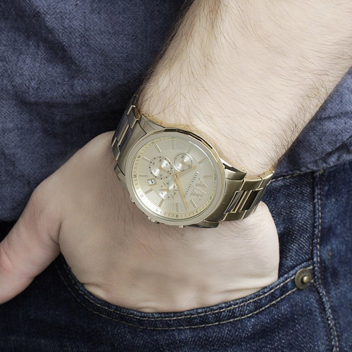 Reloj Armani Exchange Ax2099 Para Hombre Dorado Chrono