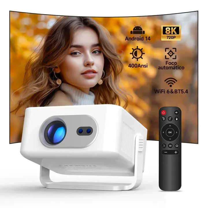 Magcubic HY300MAX Smart Projector 720p, Android 14, 400 ANSI, WiFi 6, BT, Autofocus, Portátil para Home Cinema.