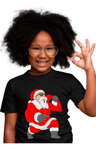 Playera Negra Infantil De Maestro Roshi Santa Claus 