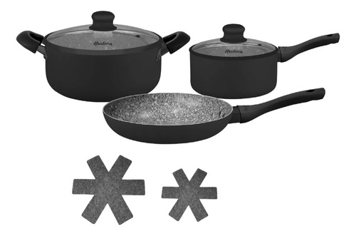 Set Black Granite 7 Piezas + 2 Separadores Bateria Hudson
