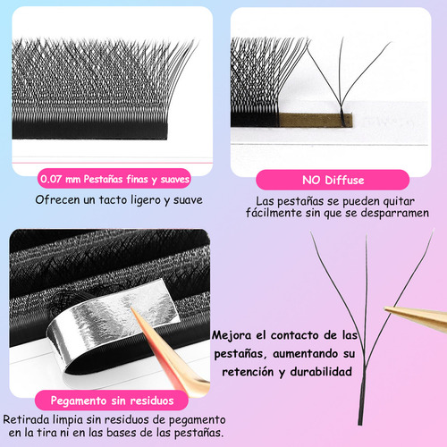 Lujito 3d W Shape Blister Extensiones De Pestañas 0.07mm Mink Salón De Belleza Curvatura C/d