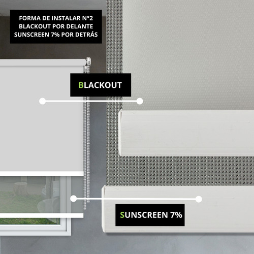Cortina Roller Doble Blackout Y Sunscreen 7% 90x190 Gris