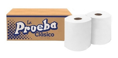 Caja De Toalla En Rollo Blanca Con 6 Rollos/180mts La Prueba