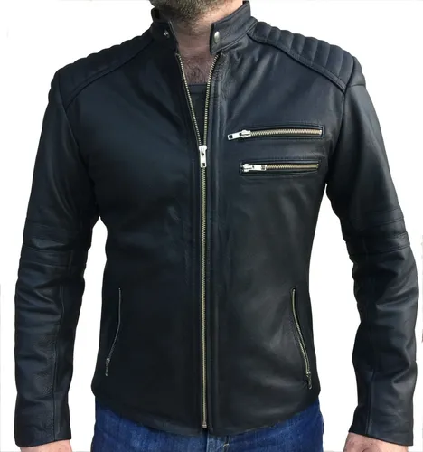 Chaqueta piel 2025 moto hombre