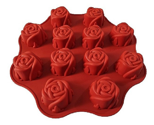 Molde Silicona Rosas X 12 Cavidades Muffins Cupcakes