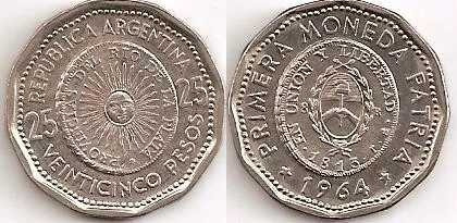 Argentina Moneda 25 Pesos 1964