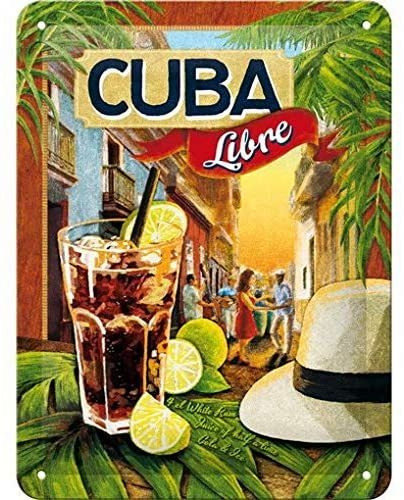 Houseuse - Placa Decorativa De Lata, Diseño De Cuba Libre En