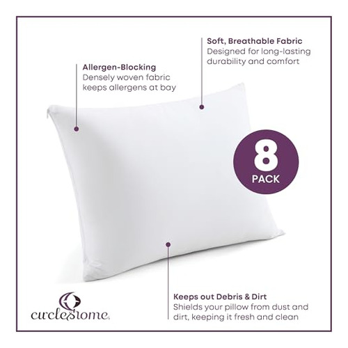 Protectores De Almohada Estándar 100% Algodón, 8 Unidades
