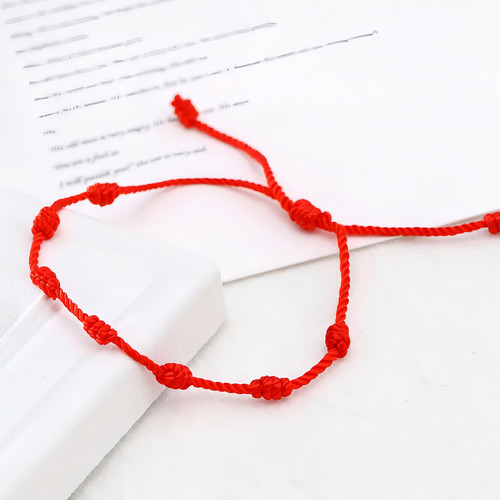 Pulsera roja de Kabbalah con 7 nudos de protección contra el mal