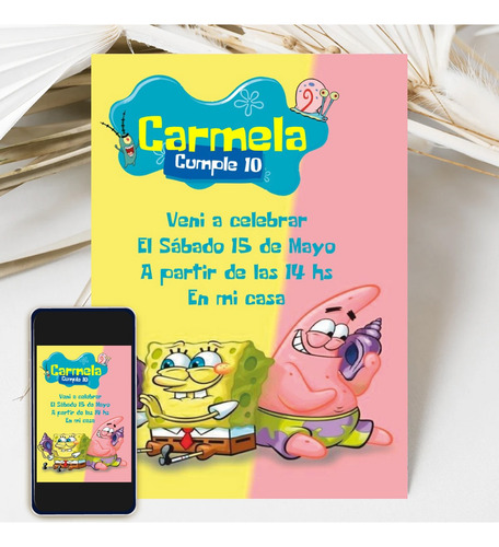 Kit Imprimible Personalizado Bob Esponja, Cumpleaños