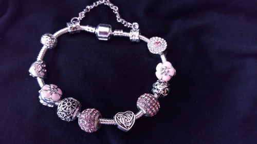 Pulseira Bracelete Tipo Pandora Com Berloques De Strass 50