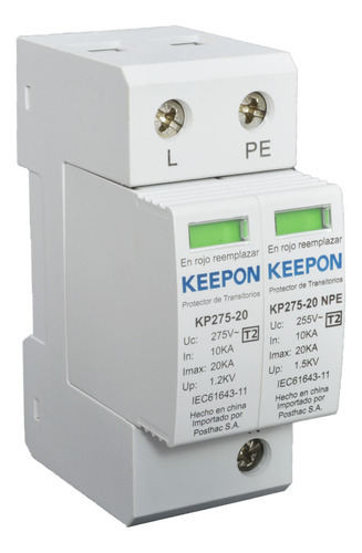 Protector Descarga Atmosferica Keepon T2 20ka 1p+n