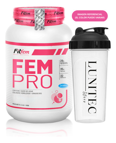 Proteína Fitfem Fem Pro 1.1kg Vainilla + Shaker