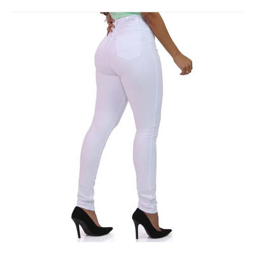 Imagem 2 de 2 de Calça Sarja Branca Feminina Levanta Bumbum Sawary