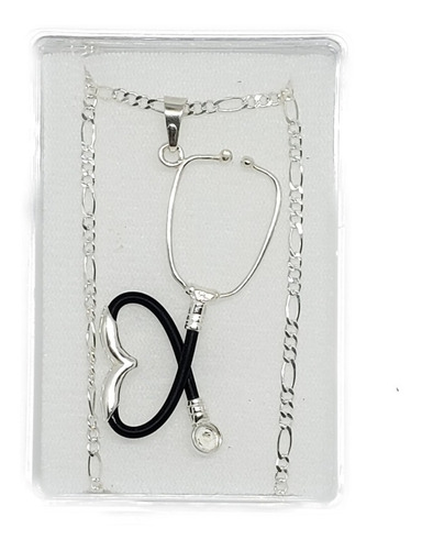Collar De Estetoscopio 4 Cm Plata 925 + Estuche A1. Color Plateado