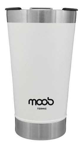 Copo Termico Com Tampa Moob Branco 473 Ml Liso