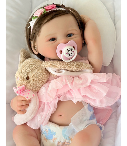 Bebê Reborn Olhos Abertos Corpo Silicone Macio Banho Doll