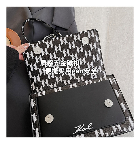 2024 New Rosy Karl Lagerfeld Bolso Bandolera De Cuero Color Negro