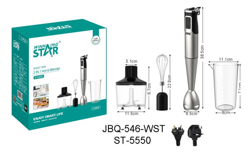 Batidor De Mano Mixer 1000w 3 En 1 Acero Inox