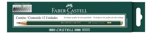 Ecolápis Grafite Faber Castell 9000 2b - 12 Un