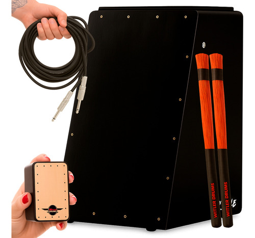 Cajón WD Style eléctrico professional B preto Witler Drums