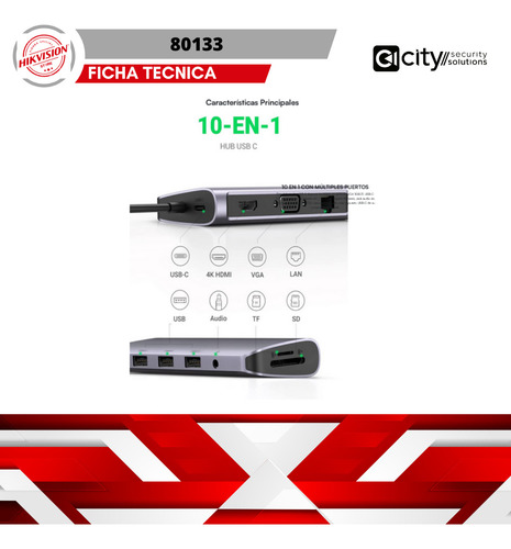 Hub Usb-c Multipuertos A 3 Usb 3.0 Hdmi / Rj45 / 80133