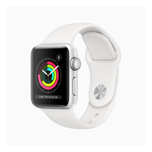 Imagem 1 de 6 de Apple Watch  Series 3 (GPS) - Caixa de alumínio prateado de 38 mm - Pulseira esportiva branco