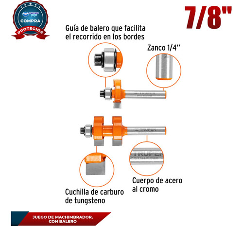 Juego De Machimbrador, 7/8'', Con Balero 10672
