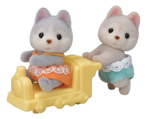 Sylvanian Family Calico Critters Husky Twins Perro Muñecos