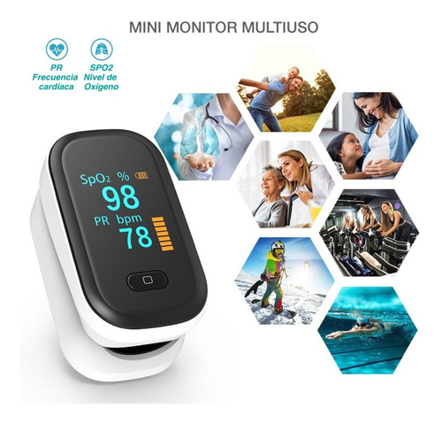 Imagen 7 de 8 de Oximetro Pulso Dedo Hospitalario Hogar Deportivo Blanco Oled
