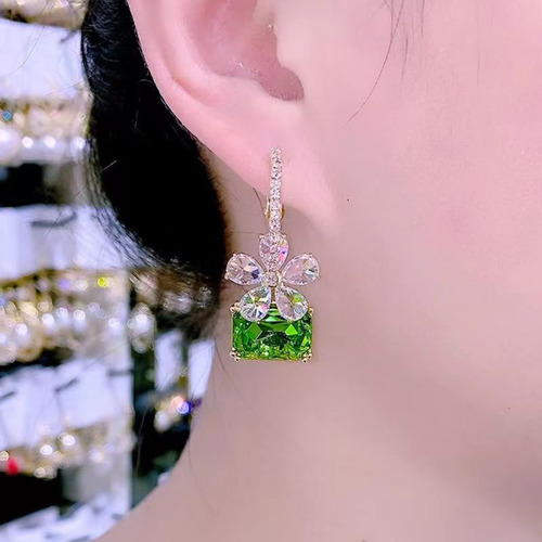 Pendientes F Crystal Pendientes Verdes Needle Fresh Summer Z