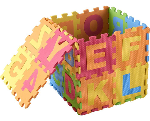 Dimple Alfombrilla De Juego De Espuma Para Niños (juego De 36 Piezas) De 15,25 X 16,25 Cm Entrelazado Con Alfabeto Y Números, Azulejos Coloridos De Eva Para Niñas, Suave, Reutilizable, Fácil De