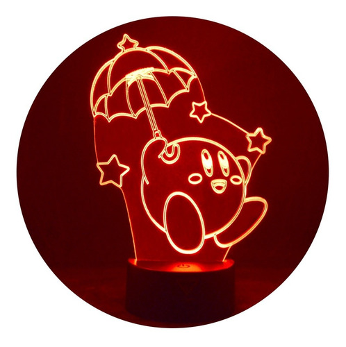 Lámpara 3d Kirby Con Paraguas Base Negra + Control Remoto