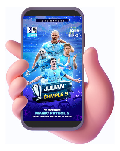 Tarjeta Invitación Manchester City - Campeones - Premium