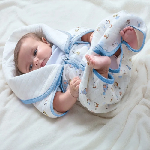 Cobertor Baby Sac Jolitex Saco De Dormir Bebê Algodão Azul