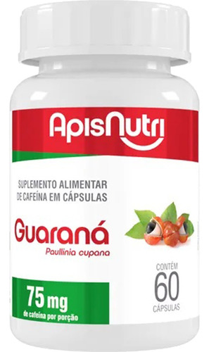 Guaraná Natural - 60 Cápsulas 500mg - Apisnutri Sabor Sem Sabor