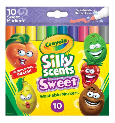 10 Marcadores Lavables Silly Scents Sweet Con Punta Gruesa