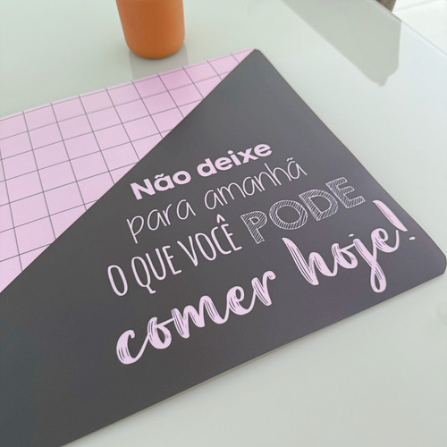 Kit 6 Lugar Jogo Americano Retangular Descanso Supla Mesa Cor Quadriculado Lilás Diversos