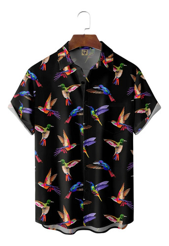 Camisa Hawaiana Unisex Con Diseño De Pájaro De Trochilidae,