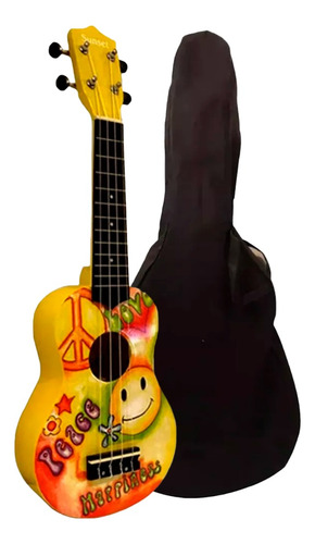 Ukelele Sunset Soprano Happiness Con Funda