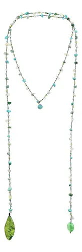 Collar Largo Con Cuentas Estilo Lazo De Cuerda De Algodón Co