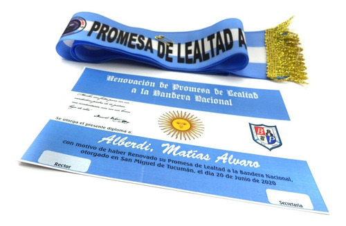 Kit Promesa Bandera Combo Banda Patria + Diploma