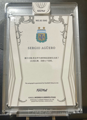 Tarjeta Seleccion Argentina Autografo Sergio Kun Aguero