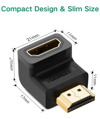 Adaptadores Hdmi Ángulo Recto De 90 Grados Ugreen 3d 4k 1080