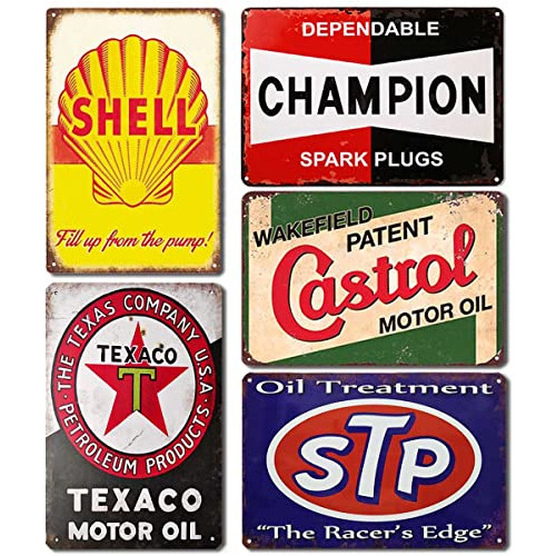 Señales - Retro Tin Signs Gas Motor Oil Signs 5pcs Vintage M