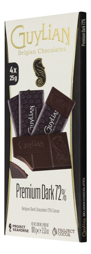 Chocolate amargo 72% cacau Premium Guylian  caixa 25 g 4 u