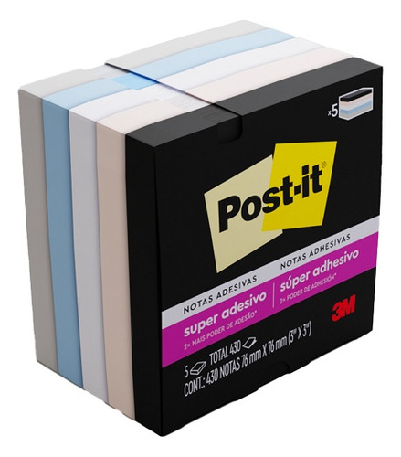 Post-it Serenidade 76 mm x 76 mm 5 bloques