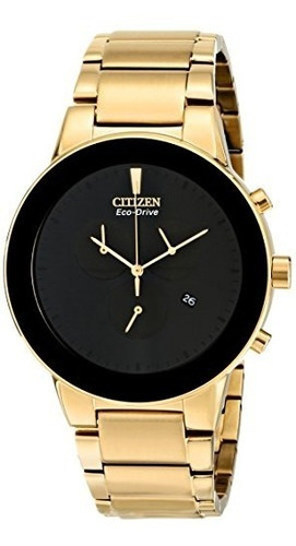 Citizen Mens At2242 55e Axiom Eco Drive Gold Tone Brac