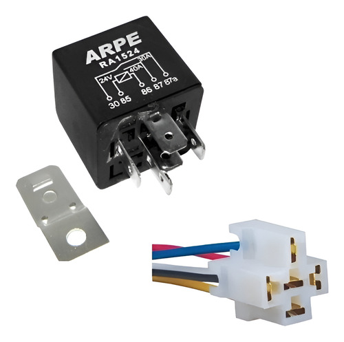 10 Pçs Relé Auxiliar Universal 5 Pinos 40amp 24v C/ Chicote